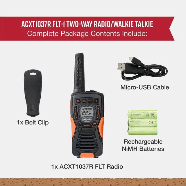 Alt view image 13 of 14 - ACXT1037R FLT Floating Walkie Talkie - Waterproof, Rechargeable, Long Range up to 37-Mile Two Way Radio with NOAA Weather Alert & VOX, (1 Pack)