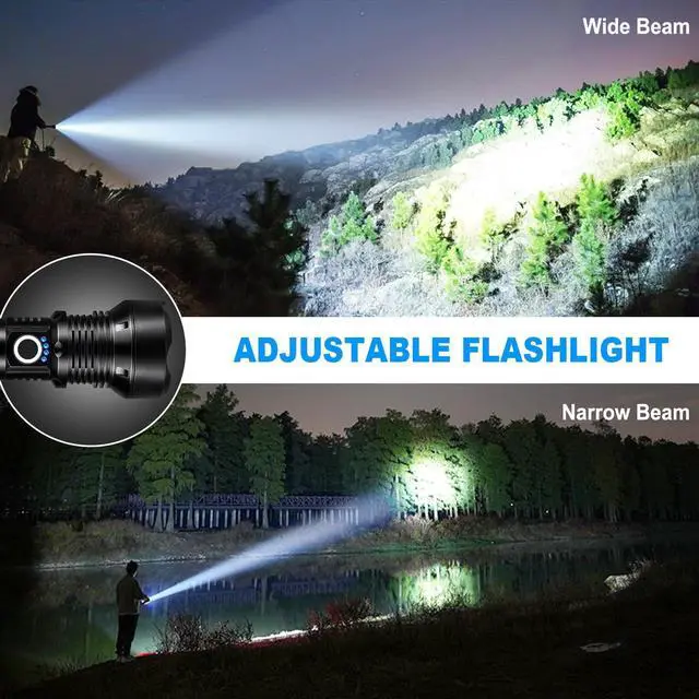 Alt view image 13 of 14 - Flashlights High Lumens Rechargeable, 2 Pack 90,000 Lumens Super Bright Flashlight, 5 Modes LED Flashlight, IPX7 Waterproof Powerful Flash Light for Home, Outdoor Activities