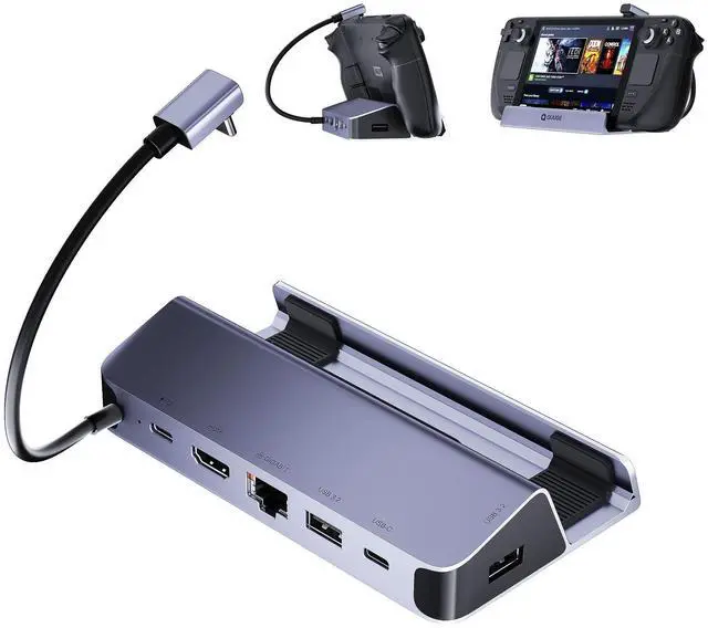 Alt view image 8 of 14 - Steam Deck Dock, 6 in 1 Valve Steam Deck Docking Staion with 2*USB-A & USB-C 5Gbps, HDMI 2.0 4K60Hz Output, 1000M Ethernet Gigabit, 100W Charging, Steam Deck Accessorie