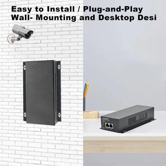 Alt view image 13 of 14 - High Power Gigabit PoE++ Injector Adapter, Integrated Power Supply, Convert A Non-PoE Port to A 90W Gigabit Port, Up to 95W to 60W, 30W, 15.4W, Up to 100m (328 ft)