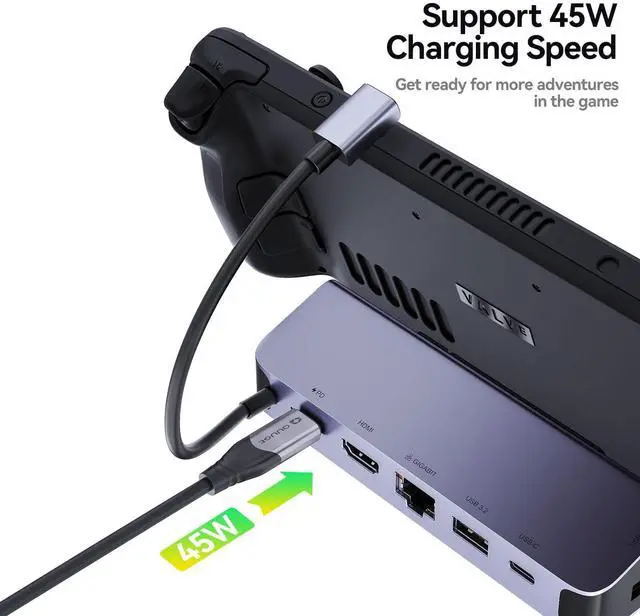 Alt view image 11 of 14 - Steam Deck Dock, 6 in 1 Valve Steam Deck Docking Staion with 2*USB-A & USB-C 5Gbps, HDMI 2.0 4K60Hz Output, 1000M Ethernet Gigabit, 100W Charging, Steam Deck Accessorie