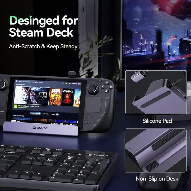 Alt view image 14 of 14 - Steam Deck Dock, 6 in 1 Valve Steam Deck Docking Staion with 2*USB-A & USB-C 5Gbps, HDMI 2.0 4K60Hz Output, 1000M Ethernet Gigabit, 100W Charging, Steam Deck Accessorie