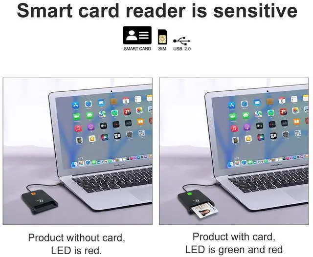 Alt view image 13 of 14 - CAC Reader USB C, CAC Card Reader Military, DOD Military USB Common Access CAC, Compatible with Windows 10/11, Mac OS 10.15 and Linux (Type C)