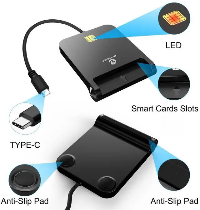 Alt view image 14 of 14 - CAC Reader USB C, CAC Card Reader Military, DOD Military USB Common Access CAC, Compatible with Windows 10/11, Mac OS 10.15 and Linux (Type C)