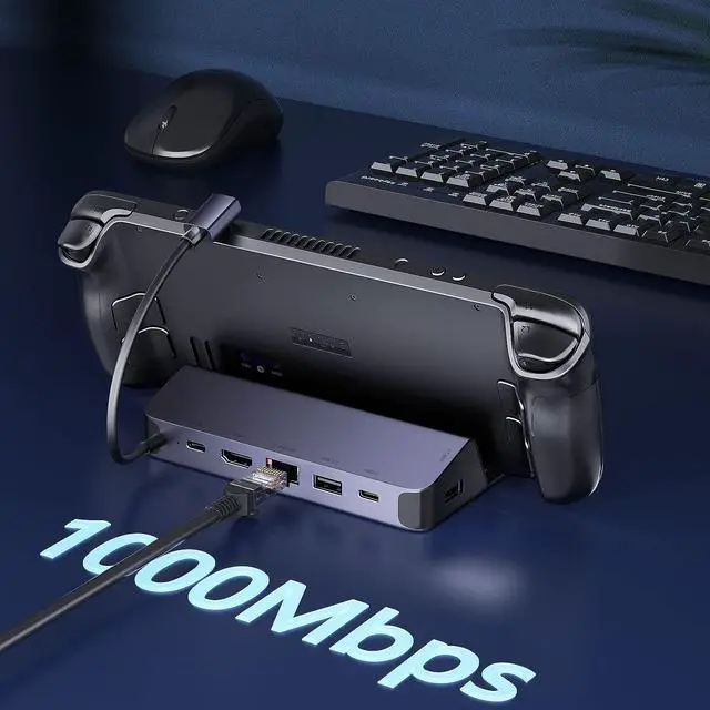 Alt view image 12 of 14 - Steam Deck Dock, 6 in 1 Valve Steam Deck Docking Staion with 2*USB-A & USB-C 5Gbps, HDMI 2.0 4K60Hz Output, 1000M Ethernet Gigabit, 100W Charging, Steam Deck Accessorie