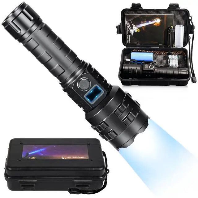Alt view image 8 of 14 - Flashlights High Lumens Rechargeable, 1000000 High Lumens Super Bright Handheld LED Flash Light, Powerful Emergency Linternas, Waterproof, Long Lasting, for Hiking Camping Gift