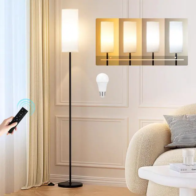 Alt view image 8 of 14 - Floor Lamps for Living Room, 64" Modern Floor Lamp with Remote Control and Stepless Dimmable Colors Temperature & Brightness, Standing Lamps for Living Room Bedroom Office, 9W Bulb Included