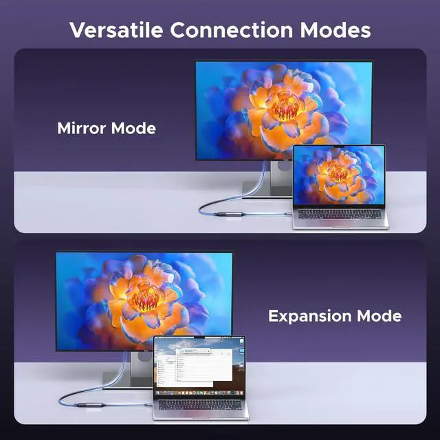 Alt view image 13 of 14 - 8K@60Hz USB C to DisplayPort 1.4 Adapter Cable 4K@240Hz Thunderbolt 4/3 to Display Port Converter with HDR VRR ALLM Braided Compatible with iPhone 17/16, Galaxy S25, MacBook Pro/Air, iPad XPS