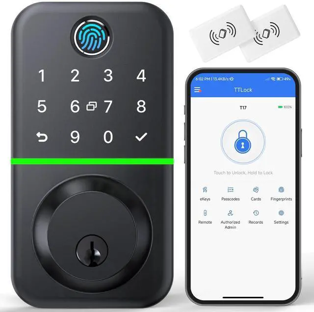 Alt view image 7 of 12 - Smart Door Lock Deadbolt with Keypad: Keyless Entry Door Lock - Fingerprint Lock for Front Door - Electronic Lock with Bluetooth and APP Control