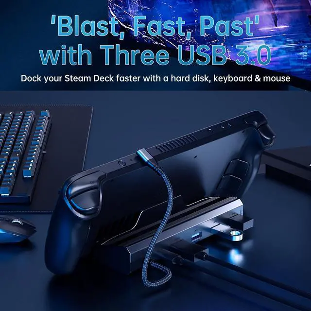 Alt view image 11 of 14 - Docking Station for Steam Deck/ROG Ally/Legion Go, The 6 in 1 Steam Deck Dock. 1000Mbps Ethernet, 3.0 PD 100W Fast Charging, HDMI 2.0 4K@60Hz and 3 USB 3.0 Port Steam Deck OLED Dock.