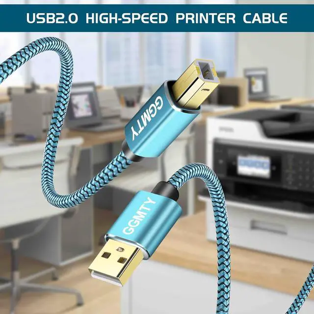 Alt view image 11 of 14 - 40ft USB 2.0 Printer Cable - Type A Male to B Male, High Speed, Compatible with HP, Canon, Dell, Epson, Xerox and More