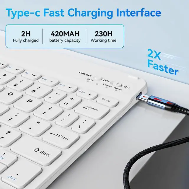Alt view image 11 of 14 - Keyboard Case for iPad 9th/8th/7th Generation (10.2 Inch, 2021/2020/2019), Smart Magnetic Detachable Wireless Bluetooth Keyboard, Folio Stand Cover with Pencil Holder, Sky Blue
