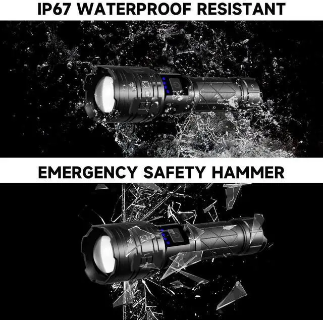 Alt view image 13 of 14 - Rechargeable Flashlights High Lumens, Powerful Tactical Flashlights, 5 Modes LED Flashlight Adjustable, Brightest Flashlight Waterproof, Handheld Flash Light for Emergencies, Home, Camping, Hiking