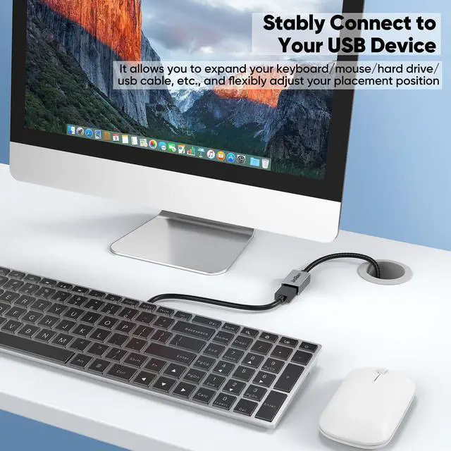 Alt view image 13 of 14 - USB Extension Cable 20 Ft Long, 5Gbps USB 3.0 A Extender Cord Male to Female High Speed Data Transfer & Charging Briaded for Monitor TV Keyboard Mouse Flash Drive Webcam Printer