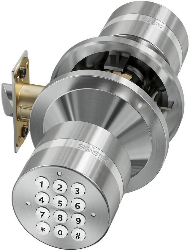 Alt view image 8 of 14 - Keyless Entry Door Lock, Door Knob with Keypad, Smart Code Door Lock, Mute Mode, Passage Function, Easy to Install, Satin Nickel