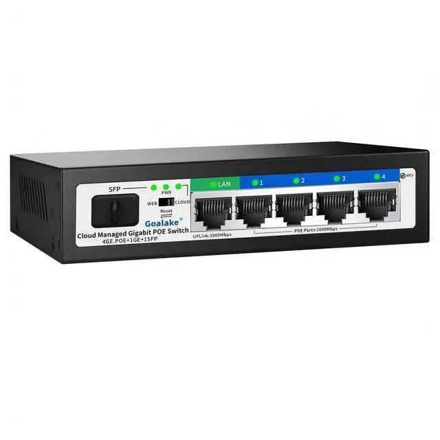 Alt view image 11 of 14 - Easy Smart Managed PoE Switch 5 Port Gigabit and SFP Slot, with 4 Gigabit Port PoE+@52W, Fanless&Metal Design, Plug & Play, VLAN Mode, Overload Protection