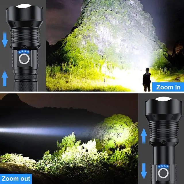 Alt view image 11 of 14 - Rechargeable Flashlights 90000 High Lumens - 2 Pack, Super Bright 12 Hours Long Life LED Flashlight with 5 Modes, High Powered Flash Light for Home, Outdoor