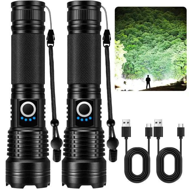 Alt view image 8 of 14 - Rechargeable Flashlights 90000 High Lumens - 2 Pack, Super Bright LED Flashlight Rechargeable with 5 Light Modes, High Powered & IPX7 Waterproof Flash Light for Camping, Home