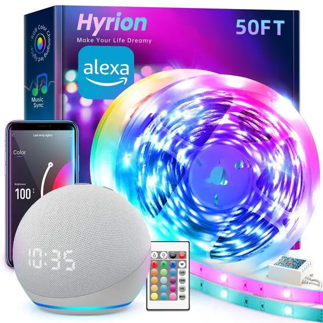 Alt view image 8 of 14 - Smart LED Light Strips,50 ft WiFi LED Light,Sound Activated Color Changing with Alexa and Google,Sync Music with Led Strip Lights for Bedroom for Living Room, Home Decor