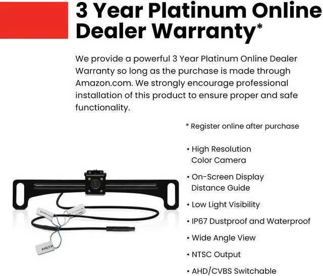 Alt view image 9 of 14 - LPCB40 Reverse Rearview License Plate Backup Car Camera - 170° Wide Angle Rear View, Weatherproof Back Up Cam