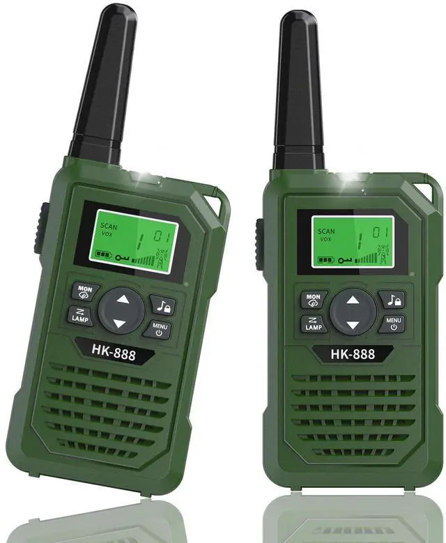 Alt view image 8 of 14 - Walkie Talkies for Kids 2 Pack Rechargeable 3 Miles Long Range Walkie Talkies with NOAA,22 Channels for 6-18 Years Old, 2 Way Radio Toys Gifts for Boys Outdoor Adventure Game Camping Hiking (Green)