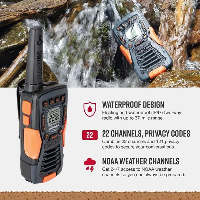 Alt view image 10 of 14 - ACXT1037R FLT Floating Walkie Talkie - Waterproof, Rechargeable, Long Range up to 37-Mile Two Way Radio with NOAA Weather Alert & VOX, (1 Pack)
