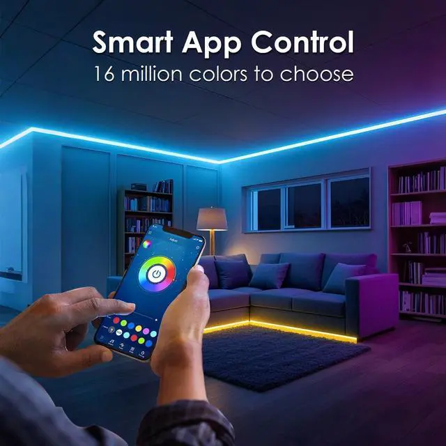 Alt view image 11 of 14 - Smart LED Light Strips,50 ft WiFi LED Light,Sound Activated Color Changing with Alexa and Google,Sync Music with Led Strip Lights for Bedroom for Living Room, Home Decor