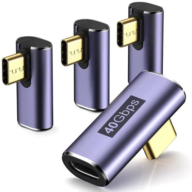 Alt view image 8 of 14 - USB C Right Angle Adapter (4 Pack) USBC 90 Degree Adapter with 8K 60Hz Video 40 Gbps Data Transfer PD 100W Compatible for Thunderbolt 3/4, MacBook Pro/Air, USBC HUB/Dock and More Type C Devices