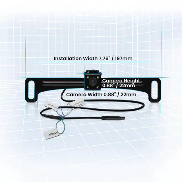 Alt view image 13 of 14 - LPCB40 Reverse Rearview License Plate Backup Car Camera - 170° Wide Angle Rear View, Weatherproof Back Up Cam