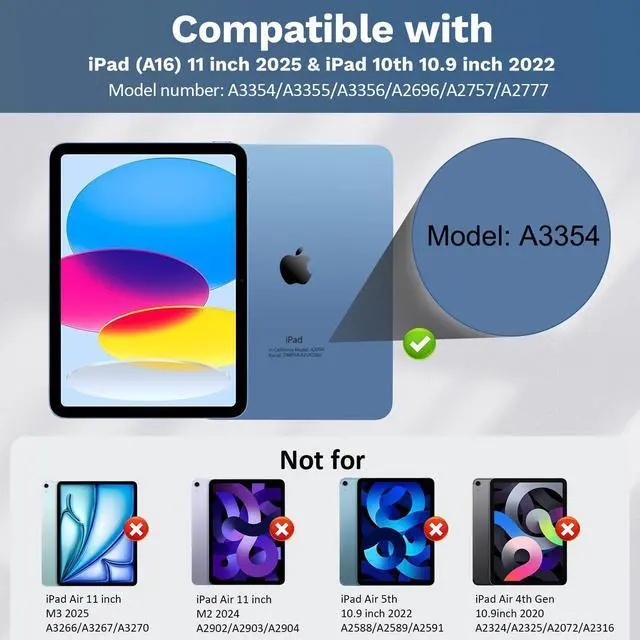 Alt view image 9 of 14 - Touch Keyboard Case for iPad (A16) 11th Generation 11 inch 2025, iPad 10th Generation 10.9 inch Case with Pencil Holder, 7 Colors Backlit Multi-TrackPad Detachable Bluetooth Keyboard, Navy Blue
