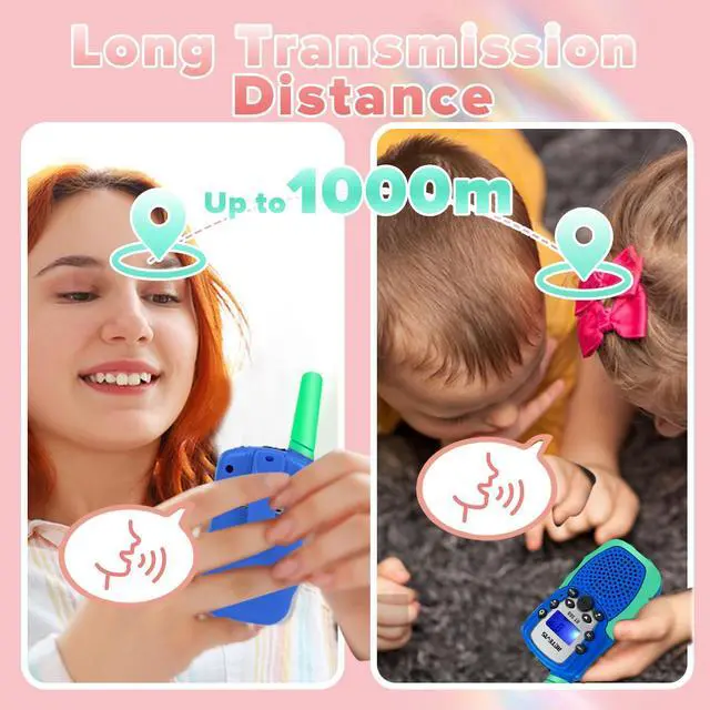 Alt view image 13 of 14 - RT388 Walkie Talkies for Kids, Toys for 6-12 Year Old Boy Girl, Long Range 2 Way Radio 22 Channel with Backlit LCD Flashlight, Kids Gifts for Boys Girls Family Games Outdoor(Blue Green 1 Pair)