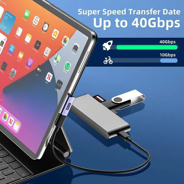 Alt view image 12 of 14 - USB C Right Angle Adapter (4 Pack) USBC 90 Degree Adapter with 8K 60Hz Video 40 Gbps Data Transfer PD 100W Compatible for Thunderbolt 3/4, MacBook Pro/Air, USBC HUB/Dock and More Type C Devices