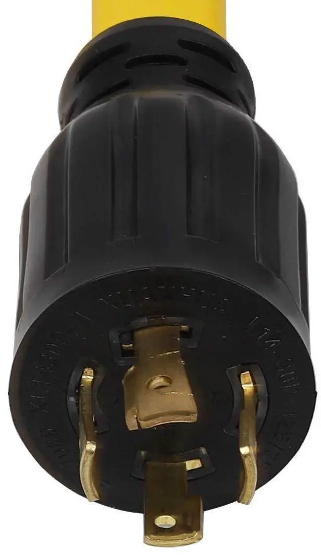 Alt view image 9 of 10 - 1.5FT L14-30P to 4X Nema 5-20R Adapter Cable, L14-30P 4-Prong 30 Amp Locking Plug to Four Household 15/20A Female Heavy Duty Power Cord, AWG#10 4 Conductors Flat Cable Yellow Color.