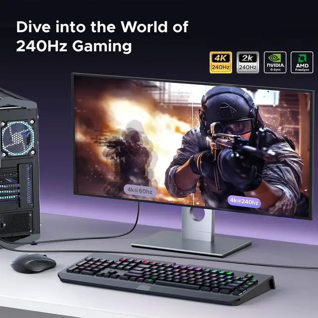 Alt view image 10 of 14 - 8K@60Hz USB C to DisplayPort 1.4 Adapter Cable 4K@240Hz Thunderbolt 4/3 to Display Port Converter with HDR VRR ALLM Braided Compatible with iPhone 17/16, Galaxy S25, MacBook Pro/Air, iPad XPS