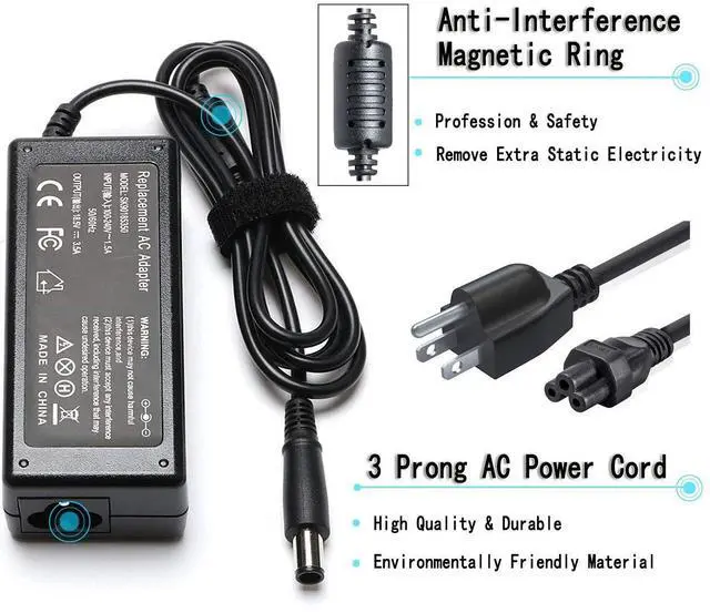 Alt view image 10 of 14 - 65W AC Adapter Laptop Charger Compatible with HP ProBook 4540s 4440s 4530s 4430s 4520s 6570b 6560b 6470b 6550b EliteBook 8460p 8440p 8470p 2540p 8570p 8560p 2000-2b09wm PC Power Supply Cord