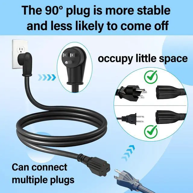 Alt view image 12 of 14 - 12AWG Heavy-Duty Extension Cord,4-in-1 15A Household AC Plug to 20A T-Shaped Blade Adapter Cable,3FT Extension Cord Power Adapter,NEMA 5-15P to 5-15R,5-20R,6-15R,6-20R AC Extension Wire(Black).
