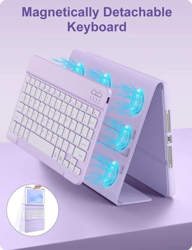 Alt view image 13 of 14 - for iPad 9th Generation Case with Keyboard 10.2 Inch - Backlit Wireless Detachable Folio Keyboard Cover with Pencil Holder for iPad 8th Gen/7th Gen/iPad Pro 10.5"/iPad Air 3rd Gen (Purple)
