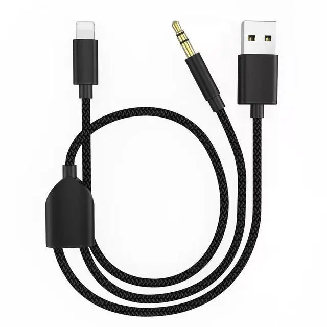 Alt view image 7 of 12 - Audio Charging Cable 2in1 Car AUX Cord Compatible with Phone 12 11 SE XS XR X 8 7, Audio and USB A Charging Adapter Works with Car Stereo/Speaker/Headphone which is with 3.5mm AUX Jack. Black 3.49Ft