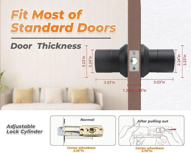 Alt view image 10 of 14 - Keypad Door Knob Lock, Keyless Entry Door Knob with Anti-Slip Handle, Auto Lock, Electronic Black Door Knob, Safe and Easy Installation for Home, Office, Hotel and Garage
