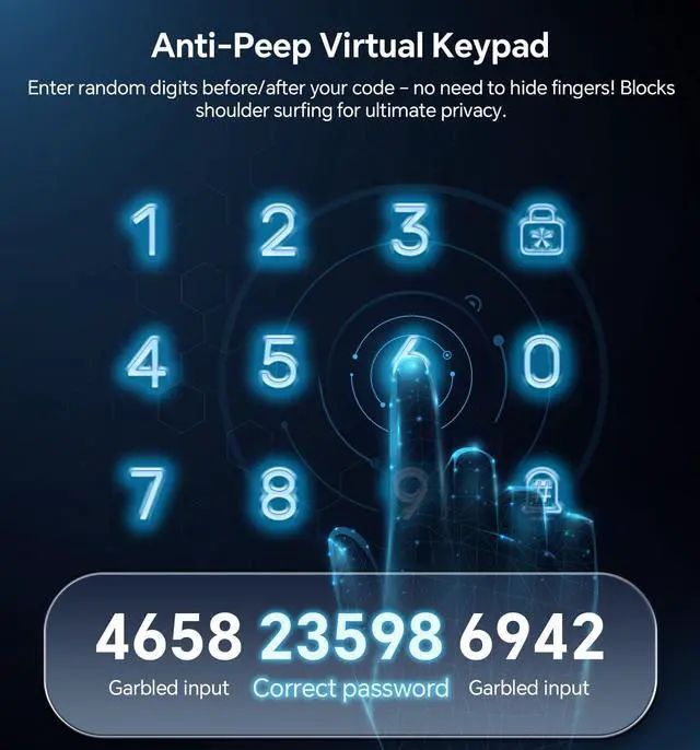 Alt view image 11 of 14 - Keyless Entry Keypad Deadbolt with Handle Set, Smart Lock, Auto-Lock + One-Touch Lock, 100 Codes + 15-Min Easy Install, Ideal for Airbnb/Homes/Offices, Fits U.S. Standard Front Doors, Black