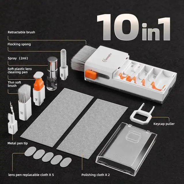 Alt view image 14 of 14 - Laptop Cleaning Kit, All in 1 Keyboard Cleaning kit for MacBook iPad iPhone, Compact Keyboard Cleaner with Brush and Spray for Tablet, Airpods, Earbud, Computer Screen, PC Monitor, White