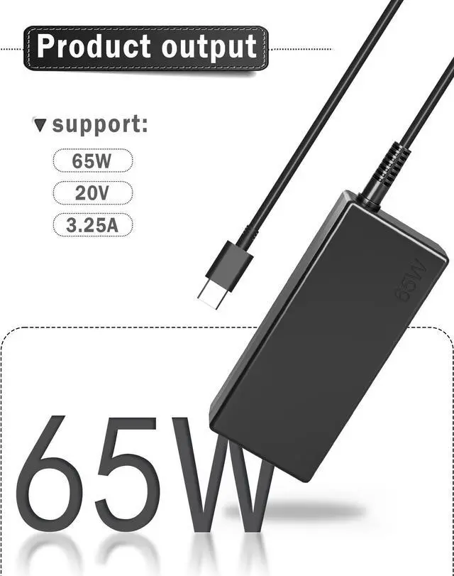 Alt view image 12 of 14 - 65W 45W USB C Laptop Charger Compatible with HP EliteBook 830 835 840 845 860 865 640 650 655 1040 G8 G9 G10 G11 Probook 440 445 450 455 460 465 G8 G9 G10 G11 Chromebook
