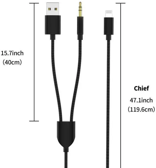 Alt view image 12 of 12 - Audio Charging Cable 2in1 Car AUX Cord Compatible with Phone 12 11 SE XS XR X 8 7, Audio and USB A Charging Adapter Works with Car Stereo/Speaker/Headphone which is with 3.5mm AUX Jack. Black 3.49Ft
