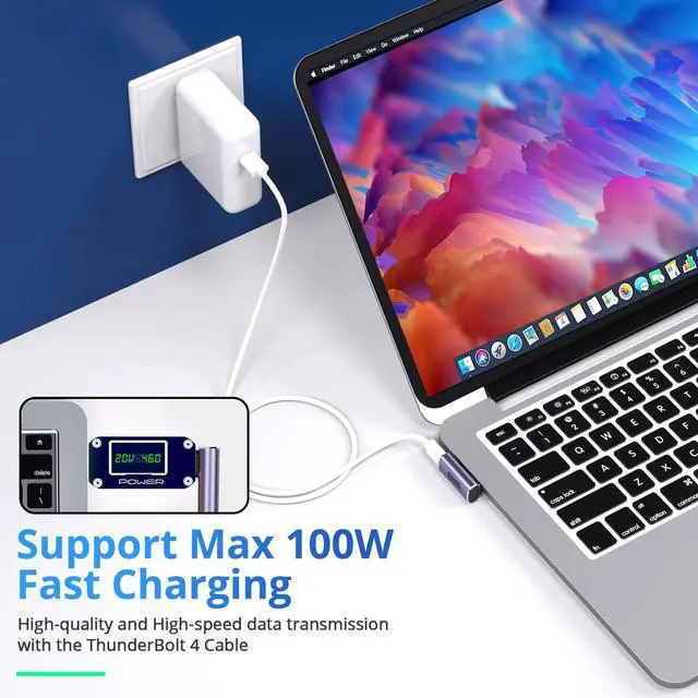 Alt view image 11 of 14 - USB C Right Angle Adapter (4 Pack) USBC 90 Degree Adapter with 8K 60Hz Video 40 Gbps Data Transfer PD 100W Compatible for Thunderbolt 3/4, MacBook Pro/Air, USBC HUB/Dock and More Type C Devices