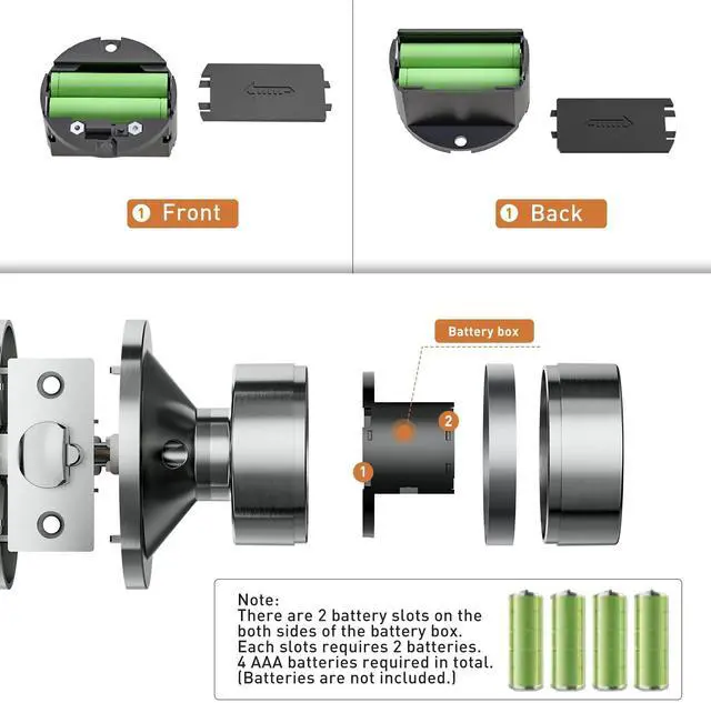 Alt view image 12 of 14 - Keyless Entry Door Lock, Door Knob with Keypad, Smart Code Door Lock, Mute Mode, Passage Function, Easy to Install, Satin Nickel