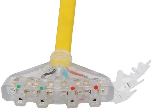 Alt view image 10 of 10 - 1.5FT L14-30P to 4X Nema 5-20R Adapter Cable, L14-30P 4-Prong 30 Amp Locking Plug to Four Household 15/20A Female Heavy Duty Power Cord, AWG#10 4 Conductors Flat Cable Yellow Color.