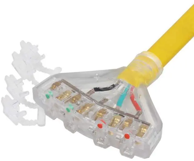 Alt view image 7 of 10 - 1.5FT L14-30P to 4X Nema 5-20R Adapter Cable, L14-30P 4-Prong 30 Amp Locking Plug to Four Household 15/20A Female Heavy Duty Power Cord, AWG#10 4 Conductors Flat Cable Yellow Color.