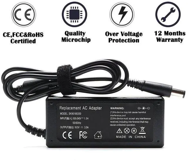 Alt view image 14 of 14 - 65W AC Adapter Laptop Charger Compatible with HP ProBook 4540s 4440s 4530s 4430s 4520s 6570b 6560b 6470b 6550b EliteBook 8460p 8440p 8470p 2540p 8570p 8560p 2000-2b09wm PC Power Supply Cord