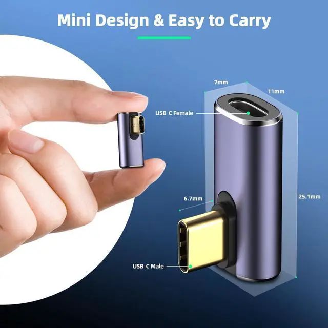 Alt view image 14 of 14 - USB C Right Angle Adapter (4 Pack) USBC 90 Degree Adapter with 8K 60Hz Video 40 Gbps Data Transfer PD 100W Compatible for Thunderbolt 3/4, MacBook Pro/Air, USBC HUB/Dock and More Type C Devices