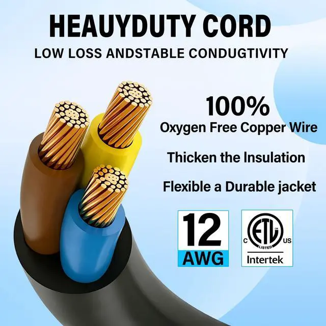 Alt view image 11 of 14 - 12AWG Heavy-Duty Extension Cord,4-in-1 15A Household AC Plug to 20A T-Shaped Blade Adapter Cable,3FT Extension Cord Power Adapter,NEMA 5-15P to 5-15R,5-20R,6-15R,6-20R AC Extension Wire(Black).